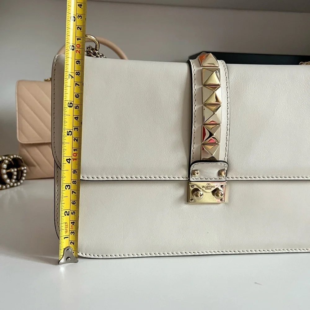Valentino Garavani Medium White Glam Lock Flap Bag